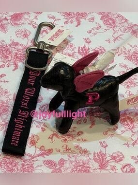 New VS PINK Halloween Wristlet and Metallic Black Bat dog keychain